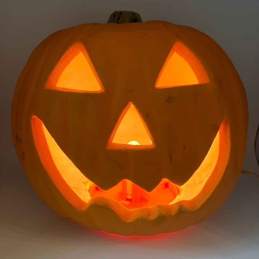 VINTAGE Gemmy Light Up Halloween Foam Blow Mold Lifelike Pumpkin Jack O Lantern